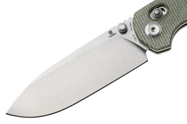Afbeelding voor Tenable Knives Kryo T1001V6 Stonewashed 14C28N, Green Micarta, zakmes, Kim Ning design
