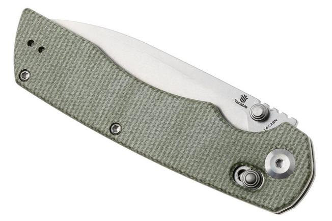 Afbeelding voor Tenable Knives Kryo T1001V6 Stonewashed 14C28N, Green Micarta, zakmes, Kim Ning design