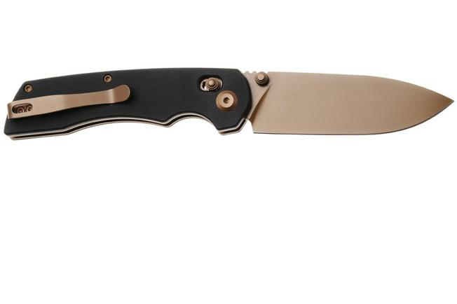 Afbeelding voor Tenable Knives Kryo T1001V8 Rose Gold PVD 14C28N, Black G10, zakmes, Kim Ning design