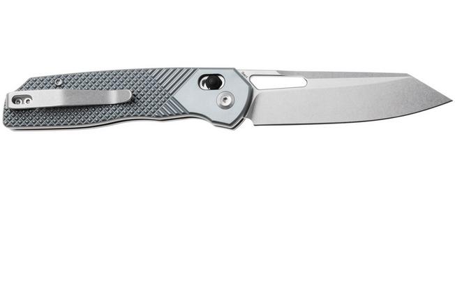 Afbeelding voor Tenable Knives Shard T1006V4 Stonewashed 14C28N, Gray Aluminum, zakmes, Kim Ning design