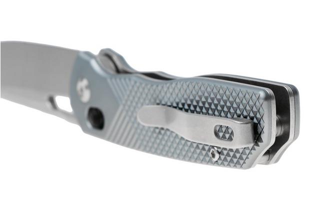 Afbeelding voor Tenable Knives Shard T1006V4 Stonewashed 14C28N, Gray Aluminum, zakmes, Kim Ning design