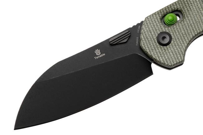 Afbeelding voor Tenable Knives Model 6 T1022V2 Blackwashed 14C28N, Green Micarta, zakmes, Nick Swan design
