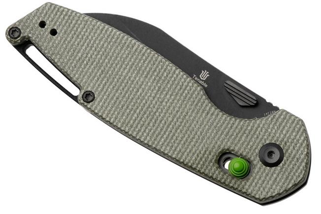 Afbeelding voor Tenable Knives Model 6 T1022V2 Blackwashed 14C28N, Green Micarta, zakmes, Nick Swan design