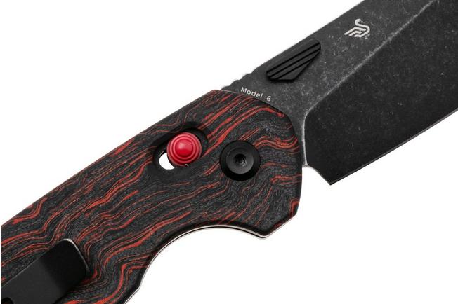 Afbeelding voor Tenable Knives Model 6 T1022V7 Blackwashed 14C28N, Red Black G-Mascus, zakmes, Nick Swan design