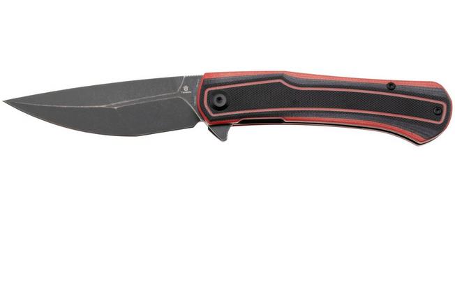 Bild für Tenable Knives Kratos T1024A1 Blackwashed Nitro-V, Black Red G10, Taschenmesser, Ostap Hel Design