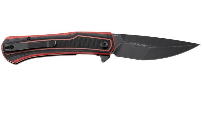 Bild für Tenable Knives Kratos T1024A1 Blackwashed Nitro-V, Black Red G10, Taschenmesser, Ostap Hel Design