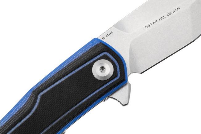 Bild für Tenable Knives Kratos T1024A2 Stonewashed Nitro-V, Black Blue G10, Taschenmesser, Ostap Hel Design