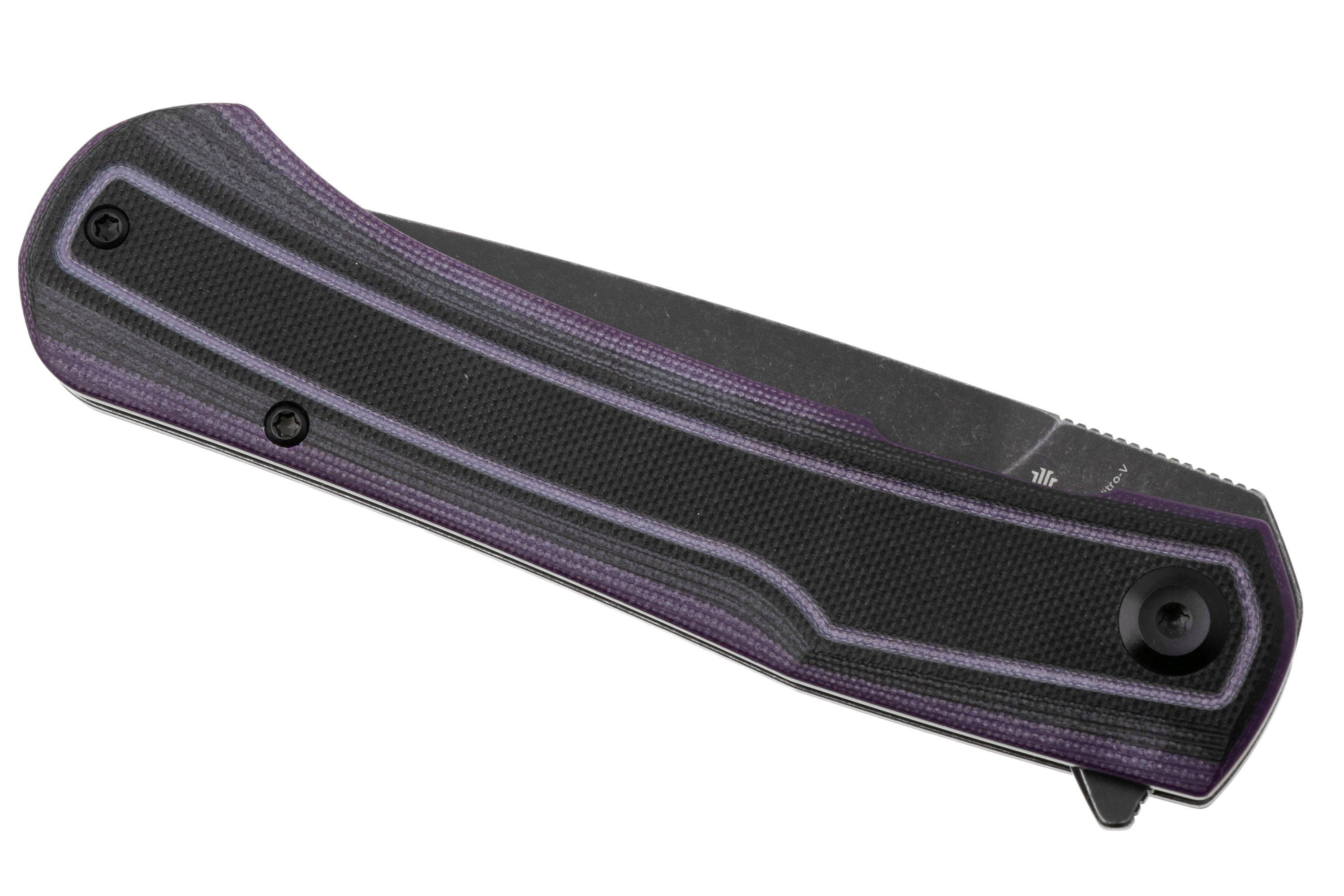 Tenable Knives Kratos T1024A3 Blackwashed Nitro-V, Black Purple