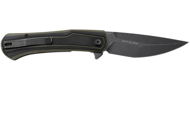 Bild für Tenable Knives Kratos T1024A4 Blackwashed Nitro-V, Black Green G10, Taschenmesser, Ostap Hel Design