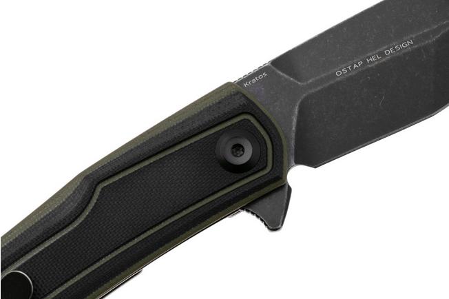 Bild für Tenable Knives Kratos T1024A4 Blackwashed Nitro-V, Black Green G10, Taschenmesser, Ostap Hel Design