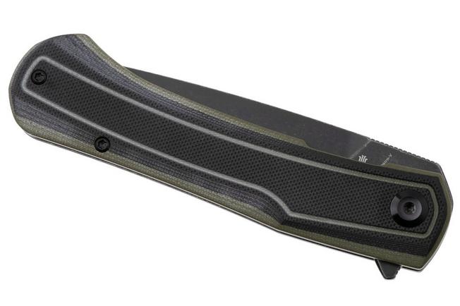 Bild für Tenable Knives Kratos T1024A4 Blackwashed Nitro-V, Black Green G10, Taschenmesser, Ostap Hel Design