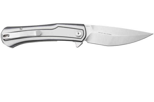 Bild für Tenable Knives Kratos T1024A5 Stonewashed Nitro-V, White Black G10, Taschenmesser, Ostap Hel Design