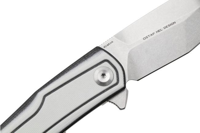 Bild für Tenable Knives Kratos T1024A5 Stonewashed Nitro-V, White Black G10, Taschenmesser, Ostap Hel Design