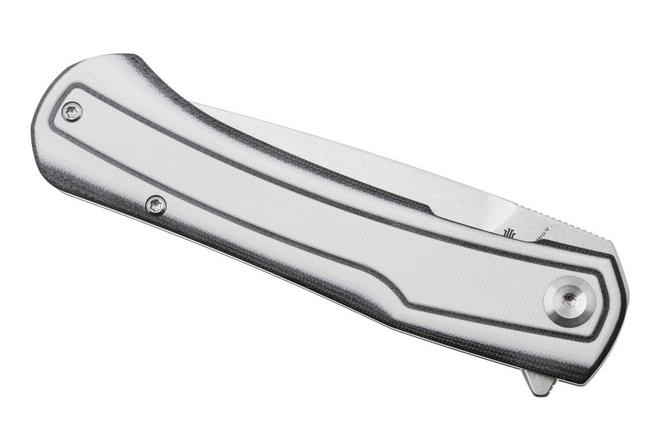 Bild für Tenable Knives Kratos T1024A5 Stonewashed Nitro-V, White Black G10, Taschenmesser, Ostap Hel Design