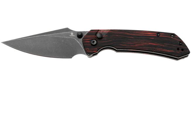 Afbeelding voor Tenable Knives Fenrir T1034F1 Blackwashed 14C28N, Black Red G-Mascus, zakmes, Greg Schob design
