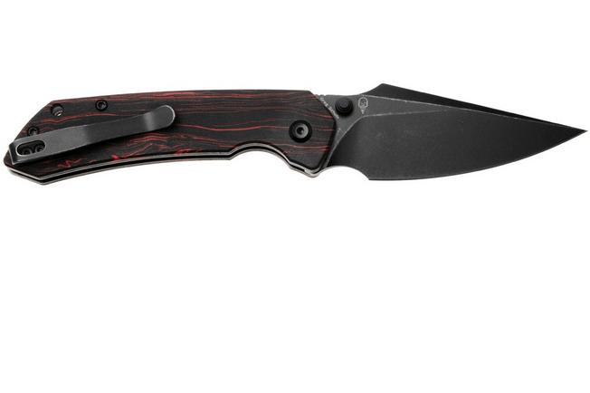 Afbeelding voor Tenable Knives Fenrir T1034F1 Blackwashed 14C28N, Black Red G-Mascus, zakmes, Greg Schob design