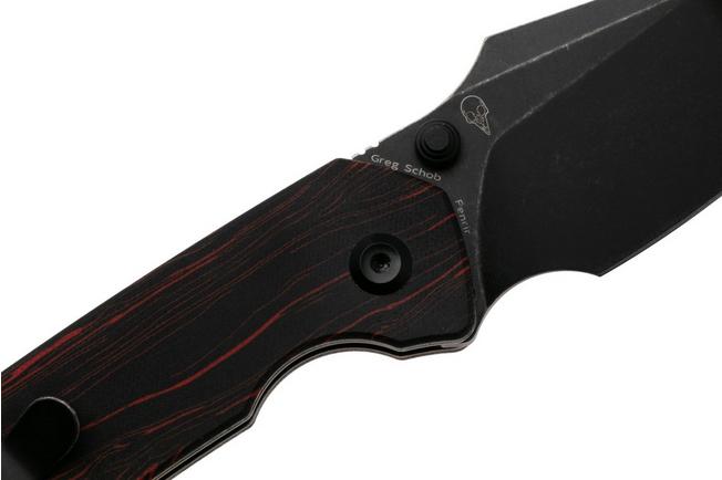 Afbeelding voor Tenable Knives Fenrir T1034F1 Blackwashed 14C28N, Black Red G-Mascus, zakmes, Greg Schob design