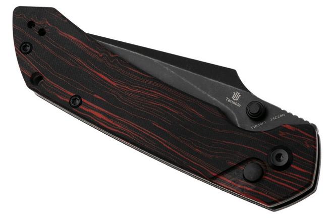 Afbeelding voor Tenable Knives Fenrir T1034F1 Blackwashed 14C28N, Black Red G-Mascus, zakmes, Greg Schob design