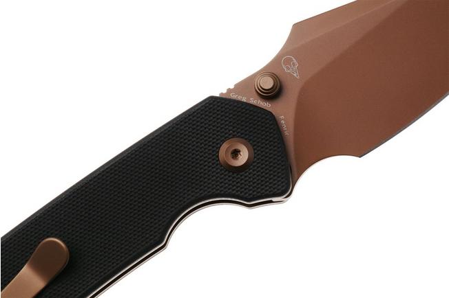 Afbeelding voor Tenable Knives Fenrir T1034F2 Rose Gold PVD 14C28N, Black G10, zakmes, Greg Schob design