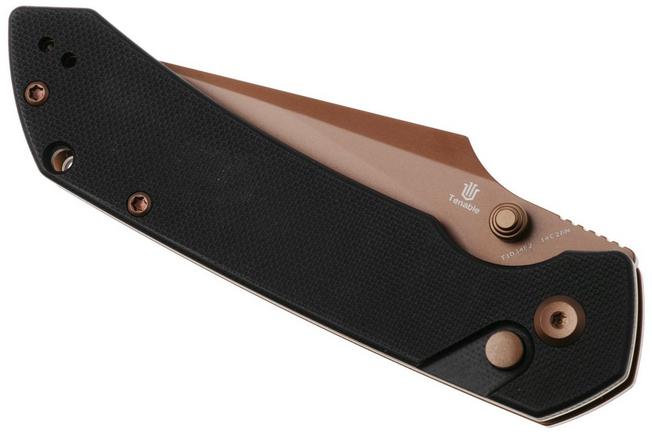 Afbeelding voor Tenable Knives Fenrir T1034F2 Rose Gold PVD 14C28N, Black G10, zakmes, Greg Schob design