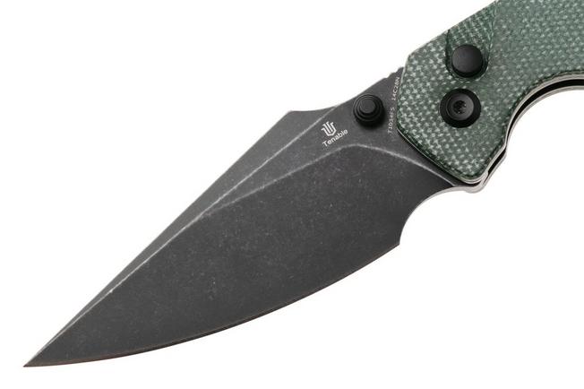 Afbeelding voor Tenable Knives Fenrir T1034F5 Blackwashed 14C28N, Green Micarta, zakmes, Greg Schob design