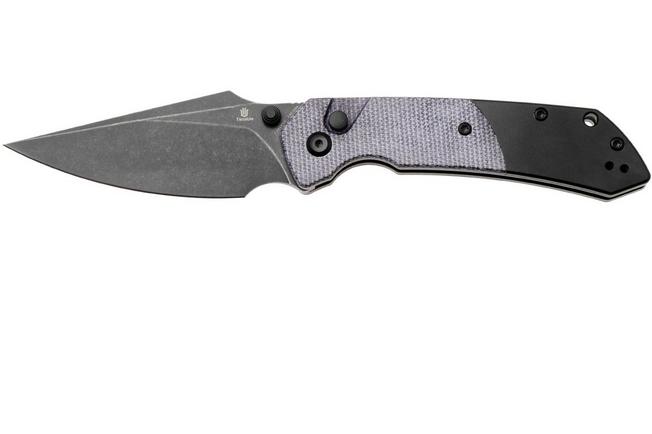 Afbeelding voor Tenable Knives Fenrir T1034S5 Blackwashed 14C28N, Purple Micarta Black Aluminium, zakmes, Greg Schob design
