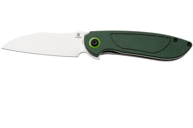Afbeelding voor Tenable Knives Prometheus T1040A2 Stonewashed 14C28N, Green Micarta, zakmes, D.O.C.K. design