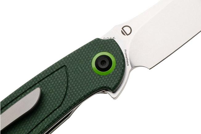 Afbeelding voor Tenable Knives Prometheus T1040A2 Stonewashed 14C28N, Green Micarta, zakmes, D.O.C.K. design