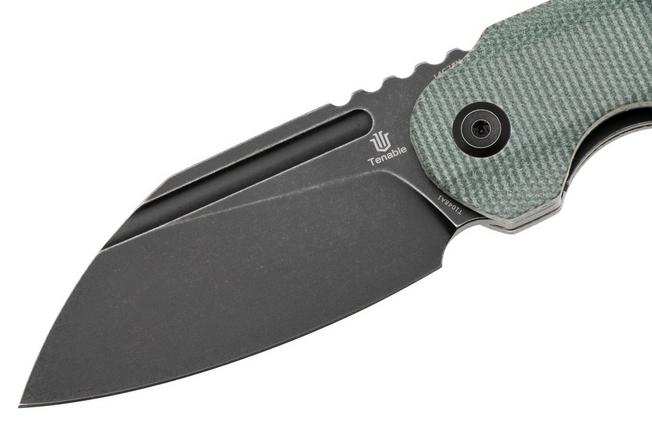 Afbeelding voor Tenable Knives Rafe L T1048A1 Blackwashed 14C28N, Green Micarta, zakmes, 4T5 design
