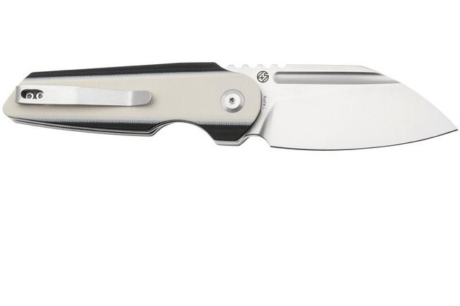 Afbeelding voor Tenable Knives Rafe L T1048A4 Satin 14C28N, Ivory White Black G10, zakmes, 4T5 design