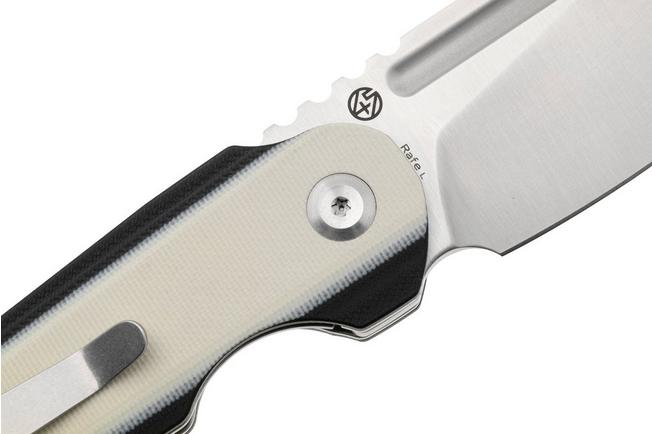 Afbeelding voor Tenable Knives Rafe L T1048A4 Satin 14C28N, Ivory White Black G10, zakmes, 4T5 design