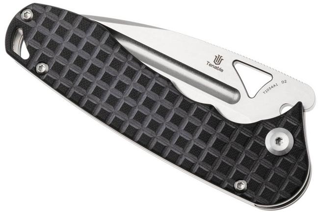 Bild für Tenable Knives Bömbur T1054A1 Stonewashed D2, Frag Pattern Black G10, Taschenmesser, Midgards Messer Design