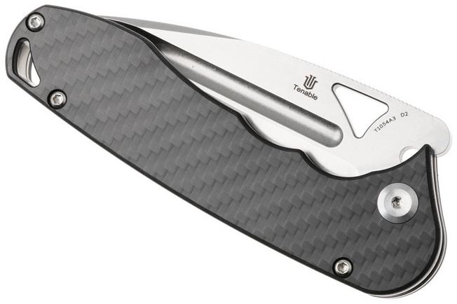 Bild für Tenable Knives Bömbur T1054A3 Stonewashed D2, Twirl Carbonfiber, Taschenmesser, Midgards Messer Design