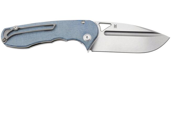Afbeelding voor Tenable Knives Bömbur T1054A5 Stonewashed D2, Blue Micarta, zakmes, Midgards Messer design