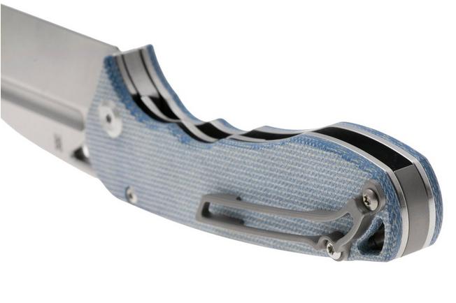 Afbeelding voor Tenable Knives Bömbur T1054A5 Stonewashed D2, Blue Micarta, zakmes, Midgards Messer design