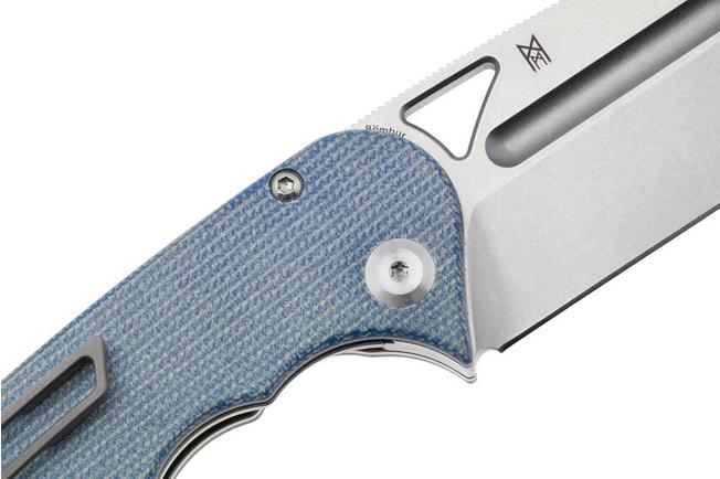 Afbeelding voor Tenable Knives Bömbur T1054A5 Stonewashed D2, Blue Micarta, zakmes, Midgards Messer design