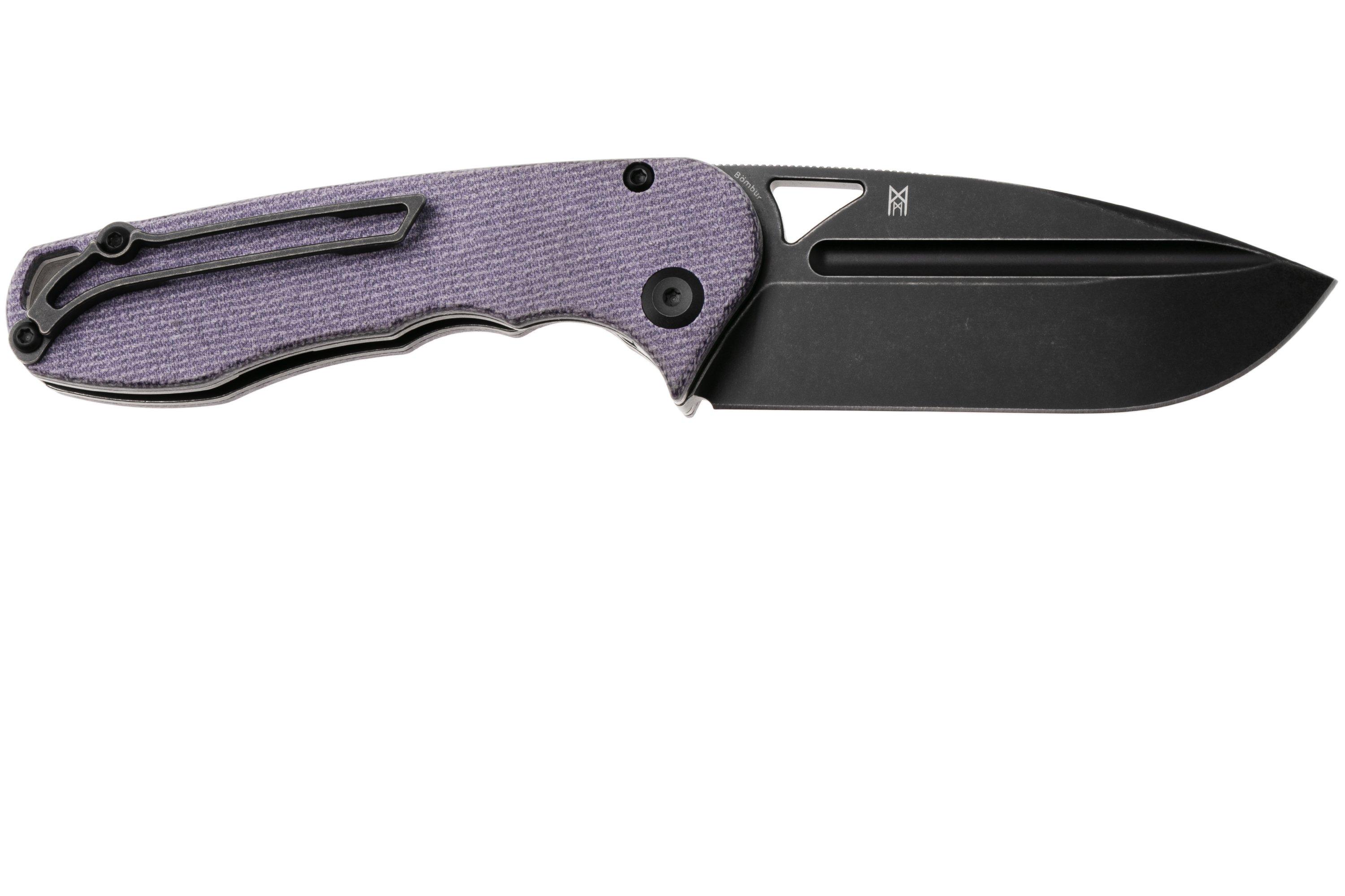 Tenable Knives Bömbur T1054A6 Blackwashed D2, Purple Micarta ...