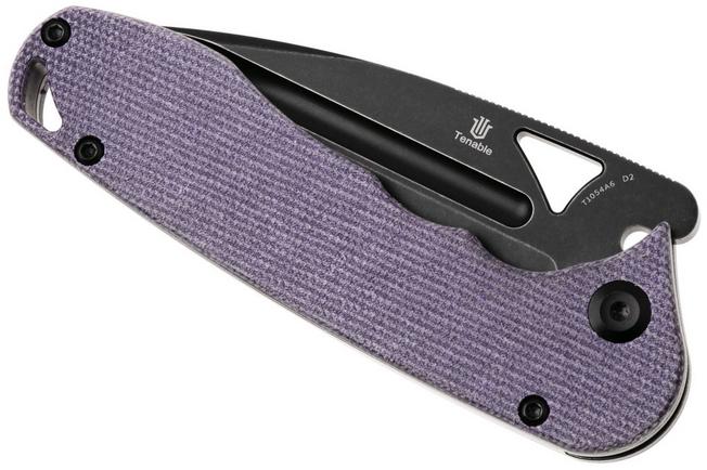 Bild für Tenable Knives Bömbur T1054A6 Blackwashed D2, Purple Micarta, Taschenmesser, Midgards Messer Design