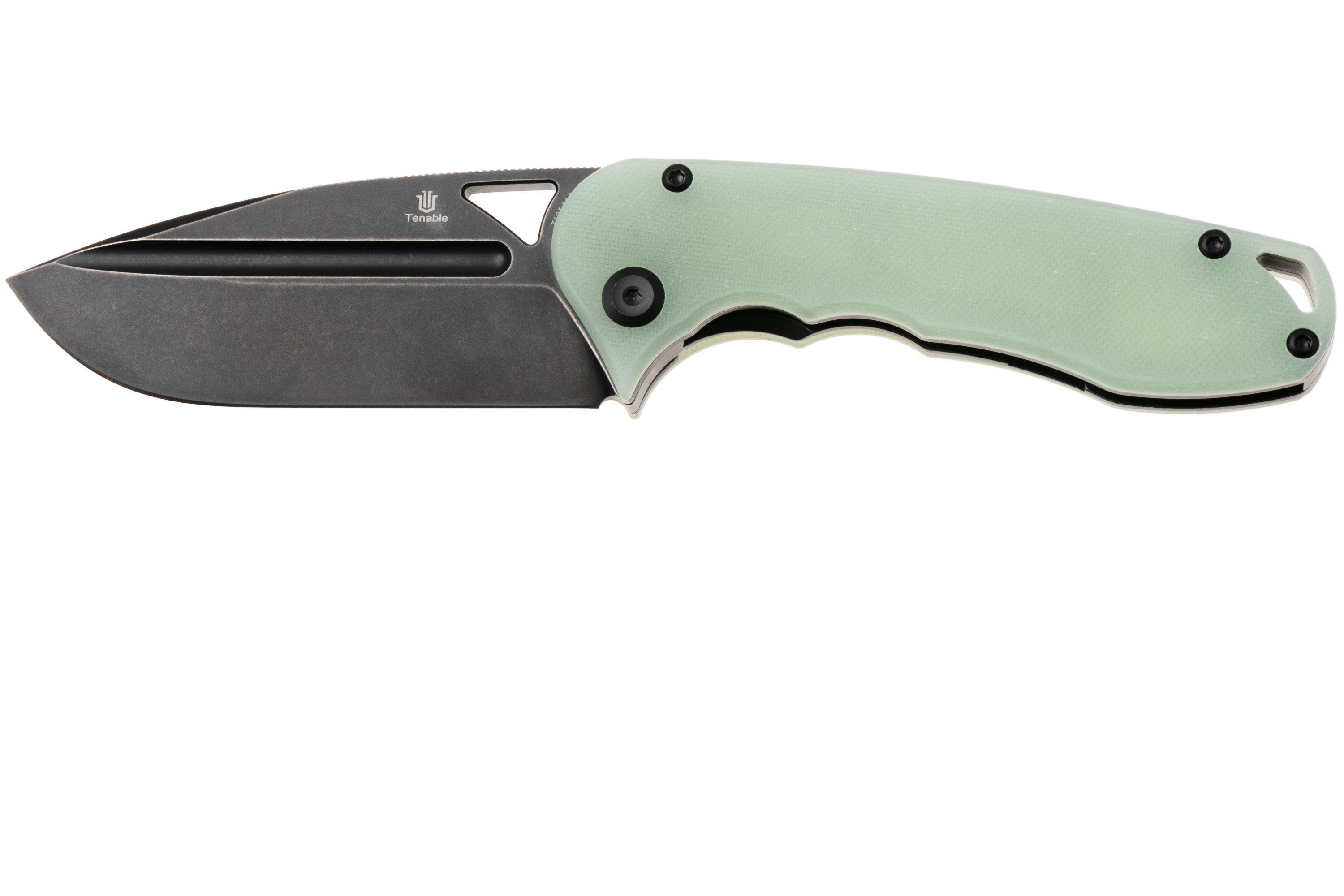 Tenable Knives Bömbur T1054A8 Blackwashed D2, Natural Jade G10, couteau ...