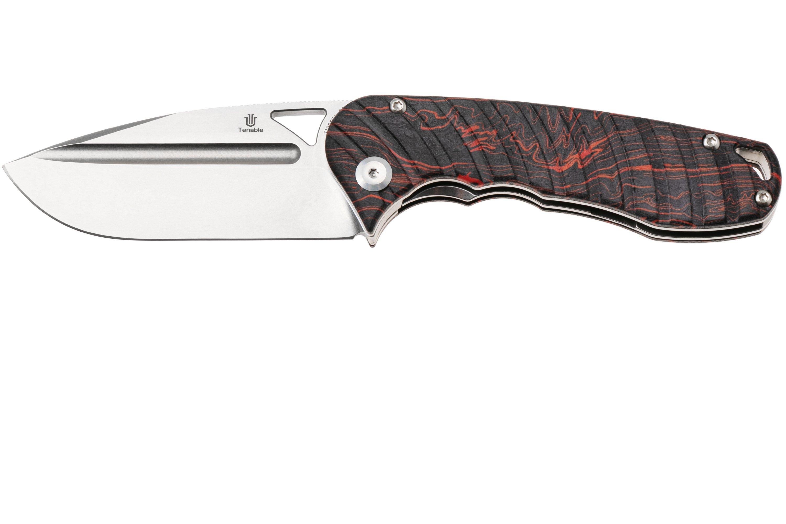 Tenable Knives Bömbur T1054C1 Stonewashed D2, Red Black G-Mascus ...