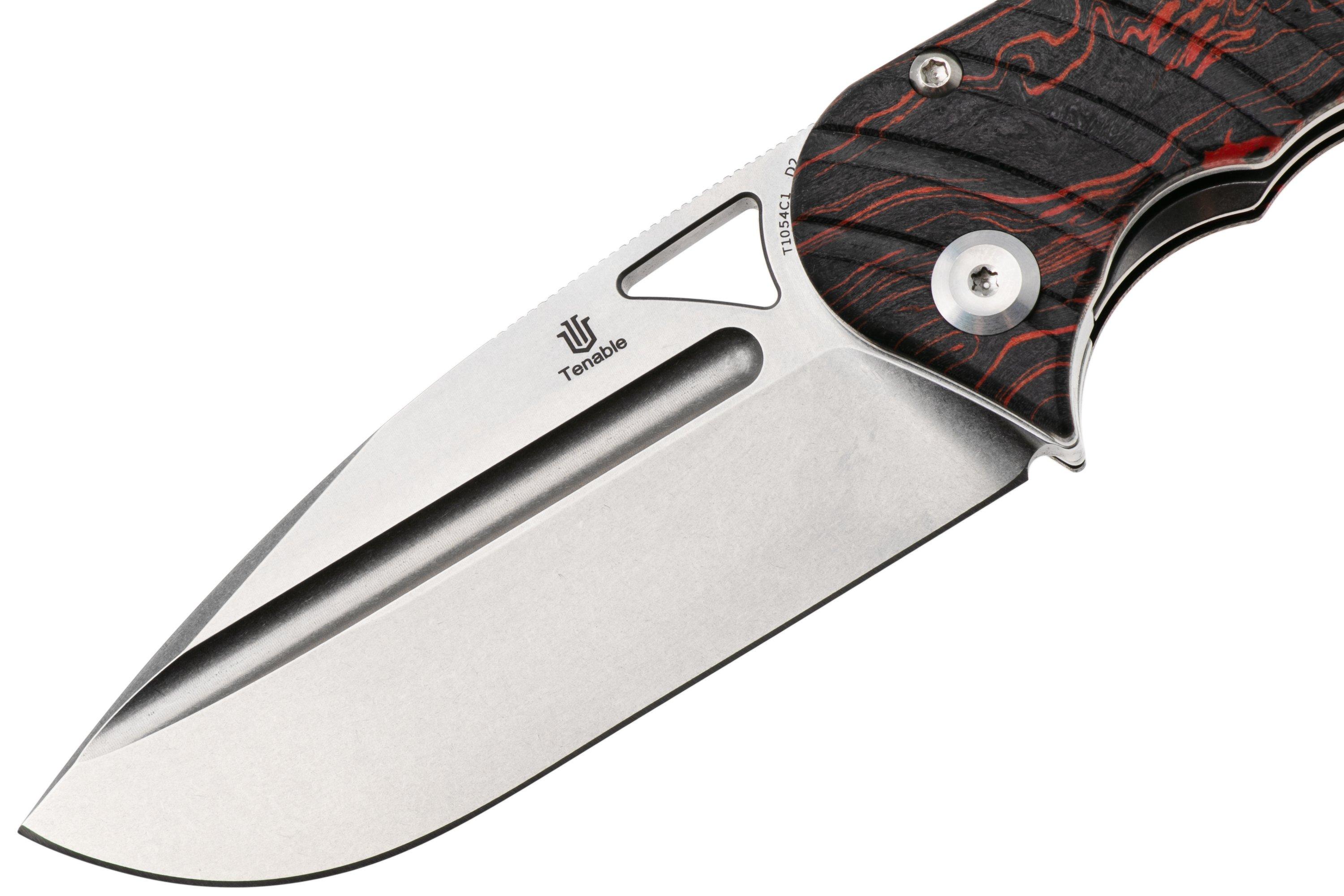 Tenable Knives Bömbur T1054C1 Stonewashed D2, Red Black G-Mascus ...