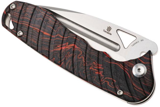 Bild für Tenable Knives Bömbur T1054C1 Stonewashed D2, Red Black G-Mascus, Taschenmesser, Midgards Messer Design