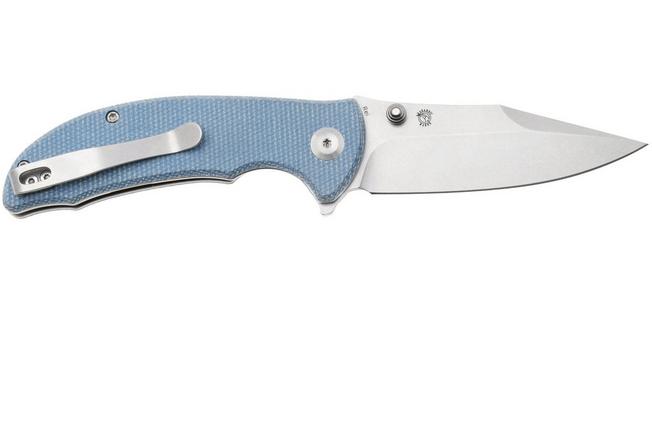 Afbeelding voor Tenable Knives Rei T1061A1 Stonewashed 14C28N, Blue Micarta, zakmes, Karambit Maker design