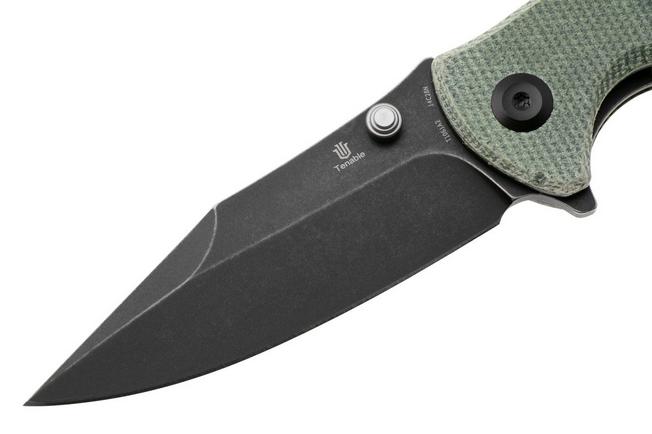 Bild für Tenable Knives Rei T1061A2 Blackwashed 14C28N, Green Micarta, Taschenmesser, Karambit Maker Design