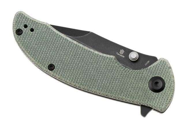 Bild für Tenable Knives Rei T1061A2 Blackwashed 14C28N, Green Micarta, Taschenmesser, Karambit Maker Design