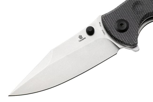 Bild für Tenable Knives Rei T1061A3 Stonewashed 14C28N, Black Micarta, Taschenmesser, Karambit Maker Design