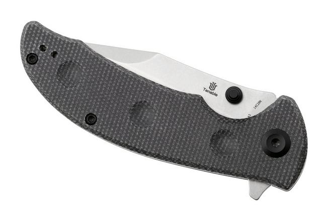 Bild für Tenable Knives Rei T1061A3 Stonewashed 14C28N, Black Micarta, Taschenmesser, Karambit Maker Design