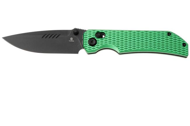 Afbeelding voor Tenable Knives Eaglestrike T1095V3 Blackwashed Nitro-V, Green Anodized Aluminum, zakmes, James Lowe design