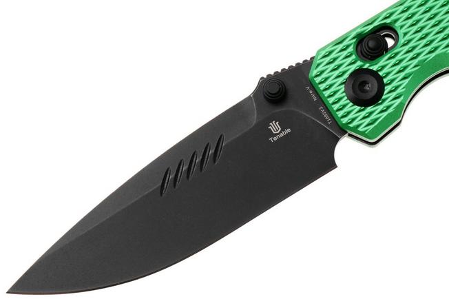 Afbeelding voor Tenable Knives Eaglestrike T1095V3 Blackwashed Nitro-V, Green Anodized Aluminum, zakmes, James Lowe design
