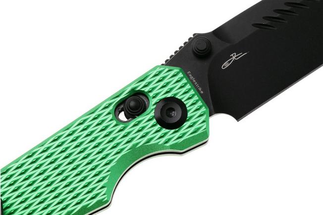 Afbeelding voor Tenable Knives Eaglestrike T1095V3 Blackwashed Nitro-V, Green Anodized Aluminum, zakmes, James Lowe design